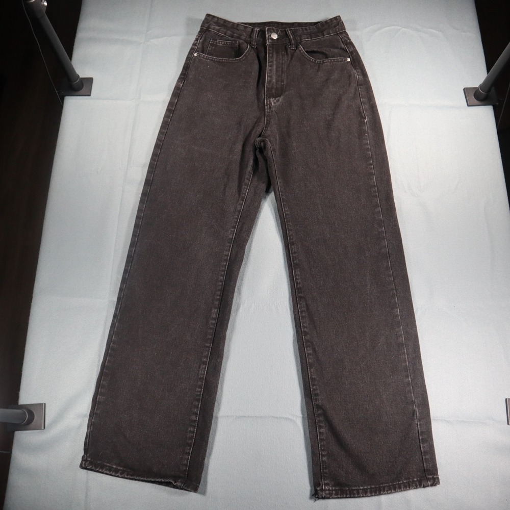 SheIn Wonderful Womens Black Jeans 28x28 High Rise Straight Leg Relaxed Denim